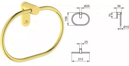 Полотенцедержатель «Ideal Standard» Conca T4503A2 на стену шлифованное золото