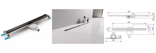 Душевой лоток «New Trendy» Visio Slim 100 см. OL-0095 боковой выпуск оружейная сталь Душевой лоток «New Trendy» Visio Slim 100 см. OL-0095 боковой выпуск оружейная сталь