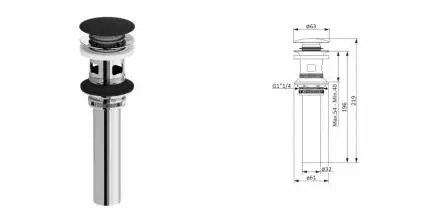 Донный клапан для раковины «Damixa» Option 210610300 с механизмом Клик-Клак черный