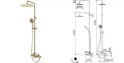 Душевая система «Cezares» LEAF-CVDA-30-L-SR sunrise Душевая система «Cezares» LEAF-CVDA-30-L-SR sunrise