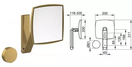 Косметическое зеркало «Keuco» iLook_move 17613039002 на стену шлифованная бронза Косметическое зеркало «Keuco» iLook_move 17613039002 на стену шлифованная бронза