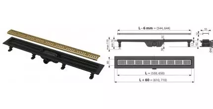 Душевой лоток «AlcaPlast» APZ10-750 Black-Brass Simple APZ10BLACK-750BRASS боковой выпуск бронза Душевой лоток «AlcaPlast» APZ10-750 Black-Brass Simple APZ10BLACK-750BRASS боковой выпуск бронза