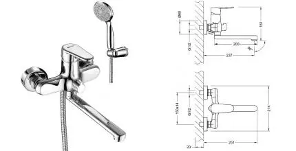 Смеситель для ванны «Lemark» Point LM0317C хром