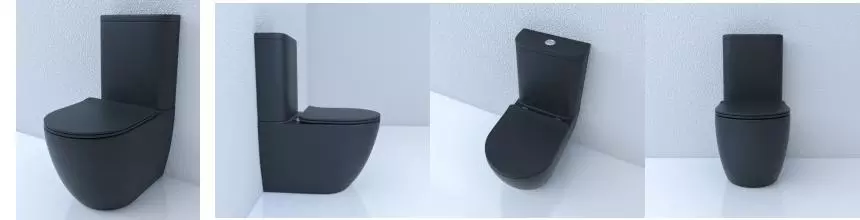 Унитаз компакт безободковый «Esbano» Fortex-N ESUNFORTBM черный матовый с сиденьем дюропласт с микролифтом чёрное