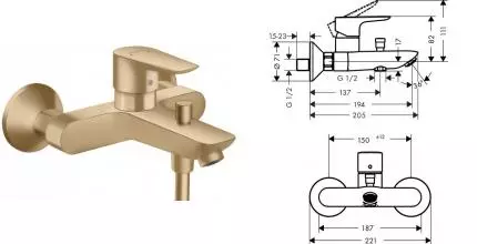 Смеситель для ванны «Hansgrohe» Talis E Ecostat Comfort 71740140 шлифованная бронза