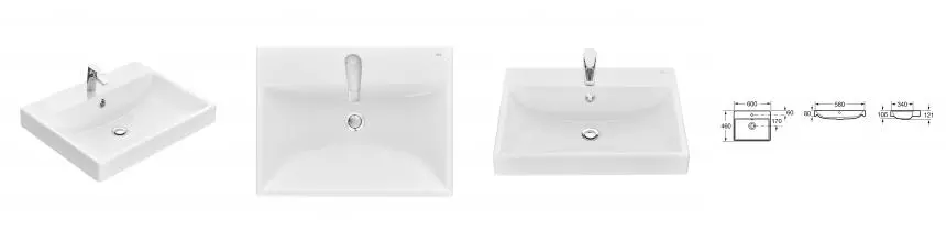 Раковина «Roca» Ona 60/46 литьевой мрамор белая