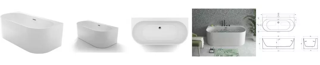 Ванна акриловая «Azario» Bradford 180/80 с каркасом с сифоном белая