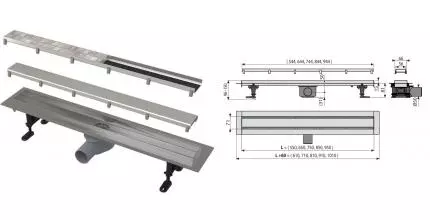 Душевой лоток «AlcaPlast» AG071401950 боковой выпуск хром/под плитку Душевой лоток «AlcaPlast» AG071401950 боковой выпуск хром/под плитку