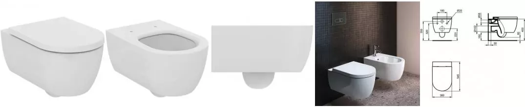 Подвесной унитаз безободковый «Ideal Standard» Blend Curve T374901/T376001 белый с сиденьем дюропласт белое