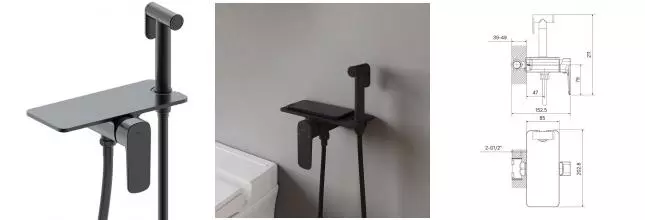 Смеситель с гигиеническим душем «Iddis» Axes AXEBLSHi08 чёрный матовый