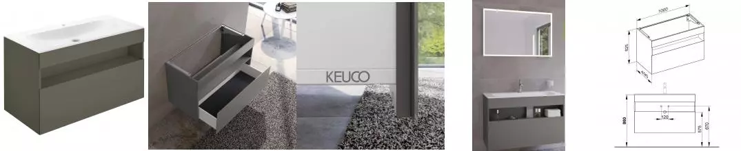 Тумба с раковиной «Keuco» Stageline 100 (Plan 100 с отверстием) подвесная инокс матовый