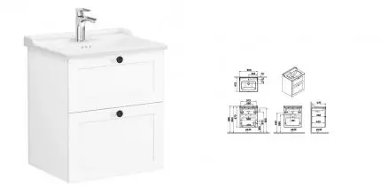 Тумба с раковиной «Vitra» Root Classic 60 (60/47) подвесная матовый белый Тумба с раковиной «Vitra» Root Classic 60 (60/47) подвесная матовый белый