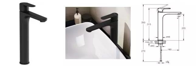 Смеситель для раковины «Vitra» Root Round A4270736EXP чёрный матовый Смеситель для раковины «Vitra» Root Round A4270736EXP чёрный матовый
