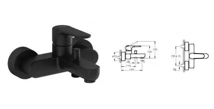 Смеситель для ванны «Vitra» Root Round A4272536EXP чёрный матовый Смеситель для ванны «Vitra» Root Round A4272536EXP чёрный матовый