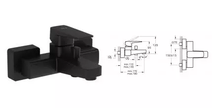 Смеситель для ванны «Vitra» Root Square A4273736EXP чёрный матовый