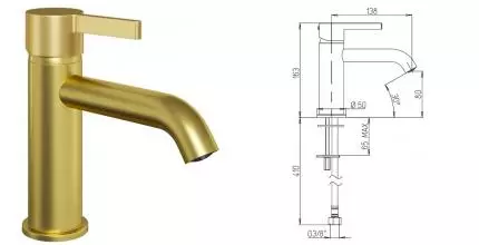 Смеситель для раковины «Paini» Brera 74PJ205O матовое золото