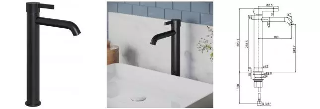 Смеситель для раковины «Paini» Brera 74PZ205OLL чёрный матовый Смеситель для раковины «Paini» Brera 74PZ205OLL чёрный матовый