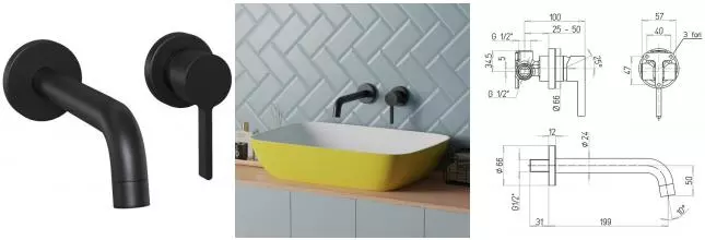 Смеситель для раковины «Paini» Brera 74PZ208 чёрный матовый Смеситель для раковины «Paini» Brera 74PZ208 чёрный матовый