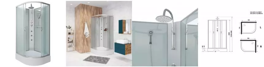 Душевая кабина «Niagara» NG-33974-14LBKTG 90/70 средний поддон матовая/белая без крыши с гидромассажем левая Душевая кабина «Niagara» NG-33974-14LBKTG 90/70 средний поддон матовая/белая без крыши с гидромассажем левая