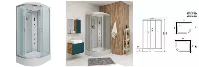 Душевая кабина «Niagara» NG-33974-14RF 90/70 средний поддон матовая/белая с гидромассажем с электрикой правая Душевая кабина «Niagara» NG-33974-14RF 90/70 средний поддон матовая/белая с гидромассажем с электрикой правая
