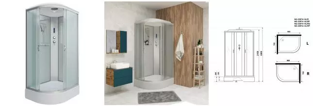 Душевая кабина «Niagara» NG-33974-14RP 90/70 средний поддон матовая/белая с электрикой правая Душевая кабина «Niagara» NG-33974-14RP 90/70 средний поддон матовая/белая с электрикой правая