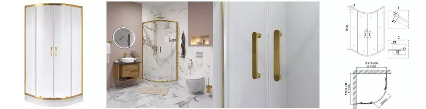 Душевой угол-ограждение «Niagara» NG-6407-08 GOLD 100/100 прозрачный/золотой без поддона универсальный Душевой угол-ограждение «Niagara» NG-6407-08 GOLD 100/100 прозрачный/золотой без поддона универсальный