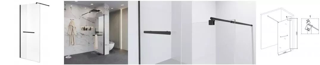 Душевая перегородка «Niagara» NG-681-12 BLACK 120/195 прозрачная/чёрная без поддона универсальная Душевая перегородка «Niagara» NG-681-12 BLACK 120/195 прозрачная/чёрная без поддона универсальная