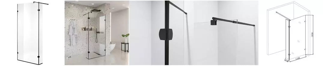 Душевая перегородка «Niagara» NG-682-11 BLACK 110/195 прозрачная/чёрная без поддона универсальная Душевая перегородка «Niagara» NG-682-11 BLACK 110/195 прозрачная/чёрная без поддона универсальная