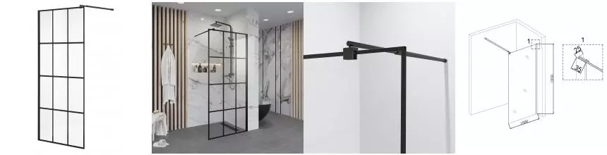 Душевая перегородка «Niagara» NG-685-10 BLACK 100/195 прозрачная/чёрная без поддона универсальная Душевая перегородка «Niagara» NG-685-10 BLACK 100/195 прозрачная/чёрная без поддона универсальная