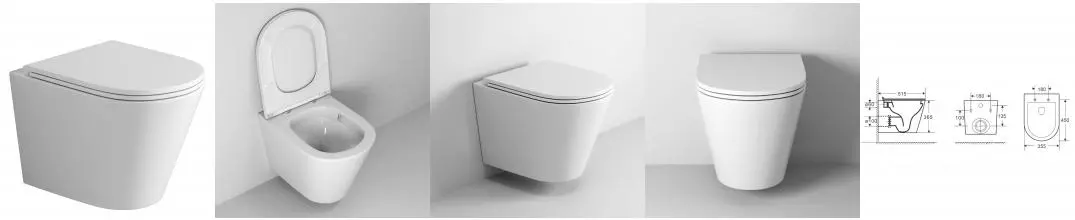 Подвесной унитаз безободковый «Grossman» GR-4478SQ белый с сиденьем ультратонкое дюропласт с микролифтом белое