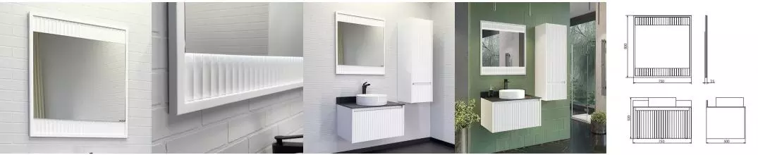 Зеркало «Comforty» Марсель 75 с подсветкой белое матовое Зеркало «Comforty» Марсель 75 с подсветкой белое матовое