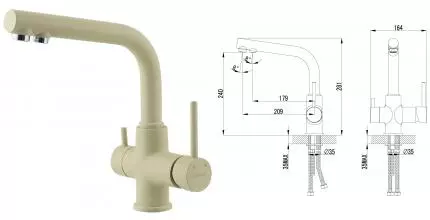 Смеситель для кухни с подключением к фильтру «Lemark» Comfort LM3061PBG бежевый Смеситель для кухни с подключением к фильтру «Lemark» Comfort LM3061PBG бежевый