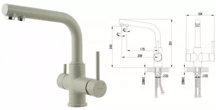 Смеситель для кухни с подключением к фильтру «Lemark» Comfort LM3061PGR грей Смеситель для кухни с подключением к фильтру «Lemark» Comfort LM3061PGR грей