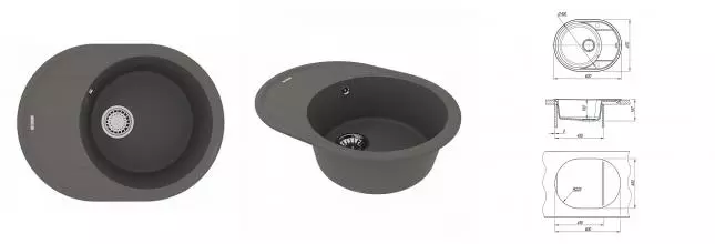 Мойка для кухни «Lemark» Lacha 620 62/47 искусственный камень серый шёлк Мойка для кухни «Lemark» Lacha 620 62/47 искусственный камень серый шёлк
