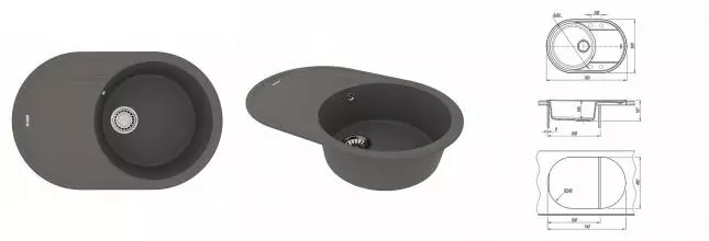 Мойка для кухни «Lemark» Lacha 760 76/50 искусственный камень серый шёлк Мойка для кухни «Lemark» Lacha 760 76/50 искусственный камень серый шёлк