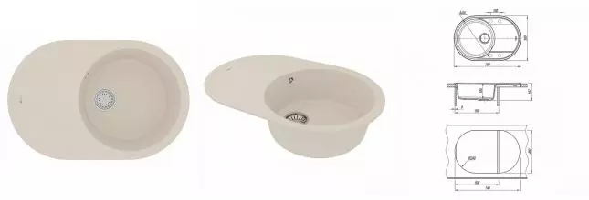 Мойка для кухни «Lemark» Lacha 760 76/50 искусственный камень шампань Мойка для кухни «Lemark» Lacha 760 76/50 искусственный камень шампань
