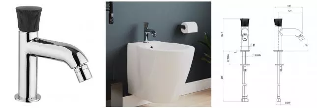 Смеситель для биде «Paini» Domus 18CR304PZ хром/чёрный матовый Смеситель для биде «Paini» Domus 18CR304PZ хром/чёрный матовый