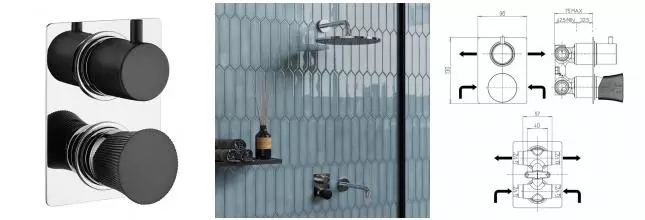Смеситель для душа «Paini» Domus 18CR691PZ хром/чёрный матовый Смеситель для душа «Paini» Domus 18CR691PZ хром/чёрный матовый