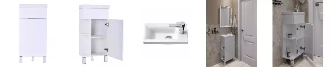 Тумба с раковиной «Orange» Мини 40 (Енисей 40) белый глянец правая