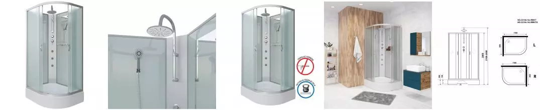 Душевая кабина «Niagara» NG-33184-14LBKTG 110/80 средний поддон матовая/серебро без крыши с гидромассажем левая Душевая кабина «Niagara» NG-33184-14LBKTG 110/80 средний поддон матовая/серебро без крыши с гидромассажем левая