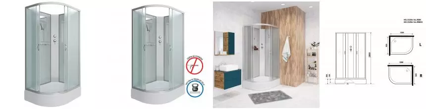 Душевая кабина «Niagara» NG-33294-14RBK 120/90 средний поддон матовая/серебро без крыши правая Душевая кабина «Niagara» NG-33294-14RBK 120/90 средний поддон матовая/серебро без крыши правая