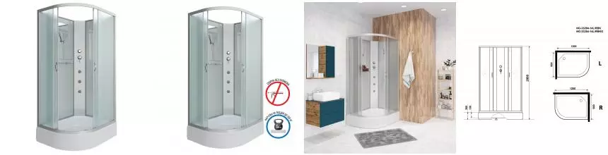 Душевая кабина «Niagara» NG-33294-14RBKG 120/90 средний поддон матовая/серебро без крыши с гидромассажем правая Душевая кабина «Niagara» NG-33294-14RBKG 120/90 средний поддон матовая/серебро без крыши с гидромассажем правая