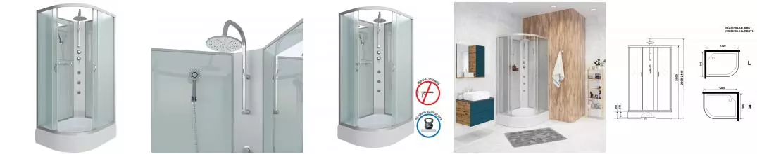 Душевая кабина «Niagara» NG-33294-14RBKTG 120/90 средний поддон матовая/серебро без крыши с гидромассажем правая Душевая кабина «Niagara» NG-33294-14RBKTG 120/90 средний поддон матовая/серебро без крыши с гидромассажем правая