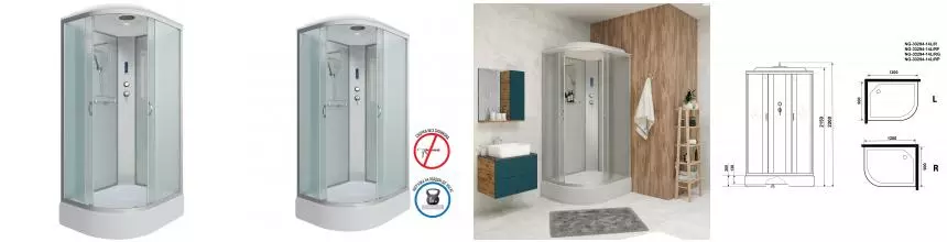 Душевая кабина «Niagara» NG-33294-14RP 120/90 средний поддон матовая/серебро с электрикой правая Душевая кабина «Niagara» NG-33294-14RP 120/90 средний поддон матовая/серебро с электрикой правая