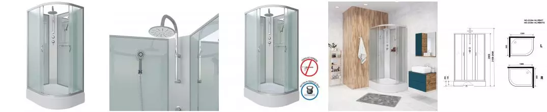 Душевая кабина «Niagara» NG-33394-14LBKT 130/90 средний поддон матовая/серебро без крыши левая Душевая кабина «Niagara» NG-33394-14LBKT 130/90 средний поддон матовая/серебро без крыши левая