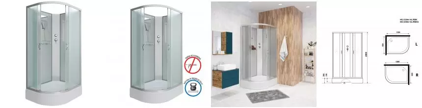 Душевая кабина «Niagara» NG-33394-14RBK 130/90 средний поддон матовая/серебро без крыши правая Душевая кабина «Niagara» NG-33394-14RBK 130/90 средний поддон матовая/серебро без крыши правая