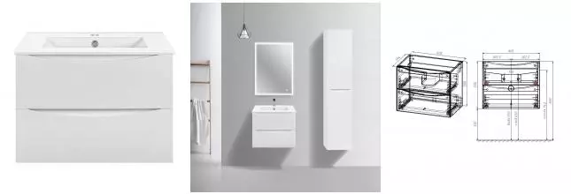Тумба с раковиной «Vincea» Mia Slim 60 (61/40 белая) подвесная G.White Тумба с раковиной «Vincea» Mia Slim 60 (61/40 белая) подвесная G.White