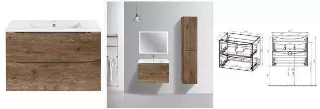 Тумба с раковиной «Vincea» Mia Slim 80 (81/40 белая) подвесная V.Oak Тумба с раковиной «Vincea» Mia Slim 80 (81/40 белая) подвесная V.Oak