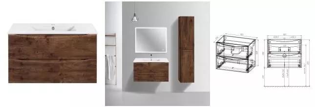 Тумба с раковиной «Vincea» Mia Slim 90 (91/40 белая) подвесная R.Wood