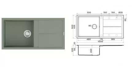 Мойка для кухни не угловая «Omoikiri» Sumi 100A-WG 100/50 Artceramic wind green (4997111)